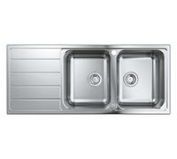 Grohe évier encastré 31588SD1 116x50cm, en saillie ou à fleur, 2 bols, acier inoxydable