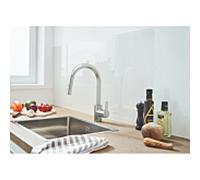 Grohe Feel mitigeur de cuisine 31486DC1 supersteel, bec haut, avec double douchette de rinçage