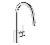 GROHE Feel, mitigeur de cuisine, douchette extractible, haute pression | Bec haut, orientable à 360°, robinet pour la cuisine, limiteur de débit, montage facile sur l'évier (chrome, 31486001)