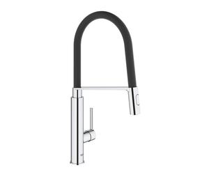 Grohe Feel Mitigeur monocommandé pour évier, saillie 235mm, flexible GROHFlexx Santopren, orientable, douchette professionnelle, 31489000, Couleur: chrome
