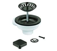 GROHE Garniture d'écoulement excentrique, pour éviers de cuisine avec 1 bassin, avec cadre, grilles carrées, 40400AL0, Couleur: graphite dur brossé
