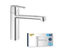 GROHE Get, mitigeur de cuisine, orientable 140°, bec haut, haute pression | Robinet de cuisine, limiteur de débit, montage sur évier sans outils (chrome, 30196000)