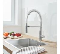 GROHE Robinet évier Get 30361000 – Mitigeur monocommande 2 jets, douchette extractible, chromé