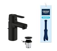 GROHE Get Mitigeur de Lavabo Monocommande avec Bonde à Tirette, Taille S (139 mm, Économie d’Eau, Cartouche Céramique 35 mm, Installation Facile avec QuickTool Inclus), Noir Mat, 328832430