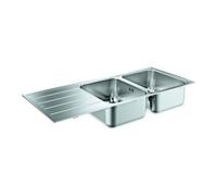 Grohe évier encastré 31588SD1 116x50cm, en saillie ou à fleur, 2 bols, acier inoxydable
