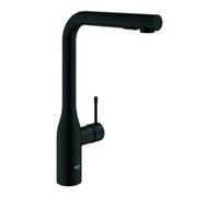 GROHE Essence Mitigeur monocommandé pour évier, saillie 204mm, bec haut, extractible, douchette Dual, orientable, 30504KF0, Couleur: Noir Fantôme
