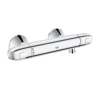 GROHE Grohtherm 1000 New Robinet de douche thermostatique sans inverseur avec connexions entraxe 15cm EcoJoy et poignée de volume avec bouton Eco chrome 34143003