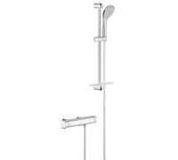 GROHE Grohtherm 2000 Ensemble de douche - robinet de douche thermostatique - avec ensemble de douche à glissière - 60cm - douchette ronde - 3 types de jets - flexible de douche lisse - avec porte-savo