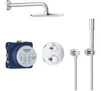 GROHE Ensemble douche encastré Grohtherm 34732000 – Thermostat, Rainshower 210, bras 28,6 cm chromé