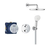 Grohe Grohtherm ensemble de douche pluie apparent - thermostatique - bras mural courbé - chrome 34872000