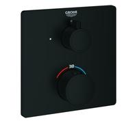 Grohe Grohtherm mitigeur de douche thermostatique, pour Rapido SmartBox, 1 robinet d'arrêt, noir mat, angulaire, 1022152430