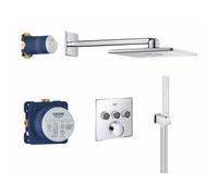 Grohe Grohtherm SmartControl ensemble de douche pluie encastré - thermostatique - douche de tête 31 cm - boutons anthracite - chrome 34706000/14079xh0