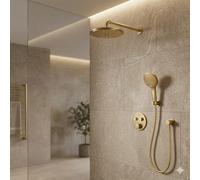 Grohe Grohtherm SmartControl ensemble de douche pluie - thermostatique - douche de tête Ø 31 cm - bras mural courbé - cool sunrise brossé SW862663/sw98873/sw98897/sw98905/sw105953/sw354643