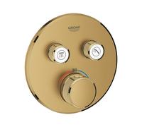Thermostat Grohe Grohtherm SmartControl avec deux vannes darrêt, rosace murale ronde, 29119GN0, Couleur: lever de soleil frais brossé