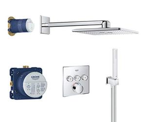 GROHE Grohtherm SmartControl, système de douche, douche pluie 31cm | Commande par bouton-poussoir, température constante, montage facile (chrome, 34712000)