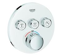Grohe Grohtherm SmartControl Thermostat avec trois vannes d'arrêt, rosace murale ronde, blanc lune, 29904LS0
