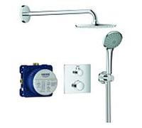 Grohe Grohtherm système de douche à encastrer 34734000 chromé , avec thermostat à encastrer, bras de douche 42,2 cm