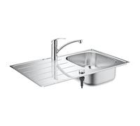 Grohe K300 Évier de cuisine réversible, avec robinet monocommande Eurosmart, 31565SD1, 45-S 86/50 1.0 rev