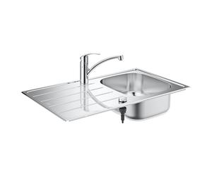 Grohe K300 Évier de cuisine réversible, avec robinet monocommande Eurosmart, 31565SD1, 45-S 86/50 1.0 rev