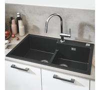 Grohe évier encastré composite 31649AP0 860x500mm, 2 vasques, granit noir