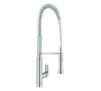 GROHE K7 Mitigeur monocommandé pour évier, saillie 234mm, orientable, douchette professionnelle, double jet, hauteur 674mm, 32950DC0, Couleur: acier super