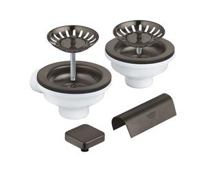 Grohe - Kit de vidage pour évier double, Hard Graphite brossé 40999AL0