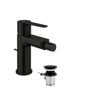 GROHE Lineare Mitigeur de Bidet, Taille S, avec Ensemble de Vidage à Tirette (Montage sur Plage, Économie d’Eau, Mousseur à Rotule, Cartouche Céramique 28 mm, Flexibles 3/8 Pouce), Noir Mat, 338482431