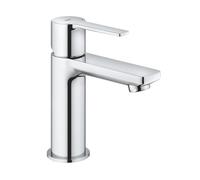 GROHE Lineare Mitigeur de Lavabo Corps Lisse avec Bonde Push-Open, Taille XS (Montage sur Plage, 155 mm, Cartouche Céramique 28 mm, Économie d’Eau, Flexibles 3/8"), Chrome, 23791001