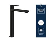 GROHE Lineare Mitigeur de Lavabo Corps Lisse pour Vasques à Poser - Taille XL (313 mm, Économie d’Eau, Cartouche Céramique 28 mm, Flexibles 3/8"), Noir Mat, 234052431