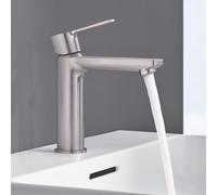 Grohe Lineare Mitigeur monocommandé pour lavabo, S-Size, vidage Push-Open, saillie 128mm, 23106DC1, Couleur: acier super