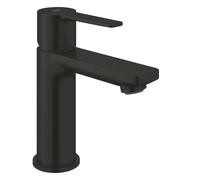GROHE Lineare Mitigeur de Lavabo Corps Lisse avec Bonde Push-Open (Montage sur Plage, Taille XS 155 mm, Cartouche Céramique 28 mm, Économie d’Eau, Flexibles 3/8"), Noir Mat, 237912431