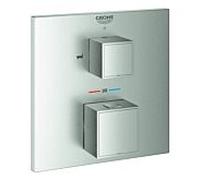 Grohe Grohtherm Cube mitigeur thermostatique de bain pour Rapido SmartBox, avec inverseur 2 voies intégré, 2 consommateurs, 24155DC0, Couleur: acier super