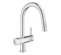 Grohe Minta - Mitigeur d'évier avec robinet d'arrêt et douchette extractible , Chrome 31916000