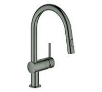 Grohe Minta mitigeur d'évier 32321AL2 graphite dur brossé, double jet extractible, bec C