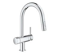 Grohe Minta - Mitigeur d'évier avec robinet d'arrêt et douchette extractible , Chrome 31916000