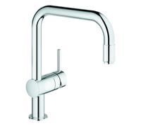 GROHE Minta Mitigeur monocommandé pour évier, bec en U, avec bec mousseur extractible, 32067000