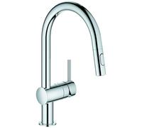 GROHE Minta Mitigeur monocommandé pour évier, portée 223mm, bec en C, extractible, Easy Docking, pivotant, double douchette d'évier, 32321002