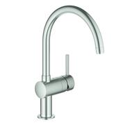 GROHE Minta Mitigeur monocommandé pour évier, portée 223mm, bec en C, pivotant, 32917DC0, Couleur: acier super
