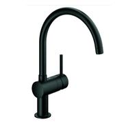 GROHE Minta Mitigeur monocommandé pour évier, portée 223mm, bec en C, pivotant, 32917KS0, Couleur: velvet noir