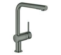 GROHE Minta Mitigeur monocommandé pour évier, saillie 223mm, bec en L, douchette Dual extractible, 30274AL0, Couleur: graphite dur brossé