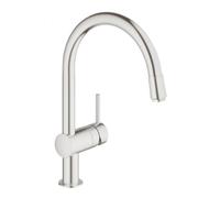 GROHE Minta Robinet de Cuisine, Mitigeur Cuisine avec Douchette Extractible, Bec C, Rotation 360°, Supersteel, 32918Dc0 (Import Allemagne)