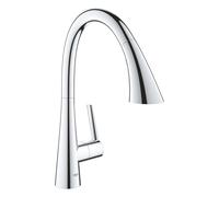 GROHE Zedra Mitigeur monocommandé pour évier, portée 231mm, 3 types de jets, MagneticDocking, extractible, pivotant, 32294002, Couleur: chrome