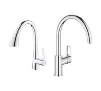 GROHE Mitigeur évier Chromé Zedra 32294002 (Import Allemagne) & Mitigeur Monocommande Evier Bec C Bauloop 31368001 (Import Allemagne) Chromé