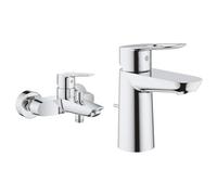 GROHE Mitigeur monocommande Bain/Douche Start avec inverseur, robinet avec mousseur économique & Mitigeur Lavabo Bauloop 23335000 (Import Allemagne), Chromé, Ancienne version