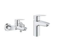 GROHE Mitigeur monocommande Bain/Douche Start avec inverseur, robinet avec mousseur économique & QUICKFIX Start Robinet de salle de bains lavabo, mousseur économie d'eau, sans tirette