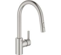 GROHE Mitigeur Monocommande Evier Bec Haut Pivotant 360°, Douchette Extractible 2 Jets, Limiteur de Débit, QuickFix