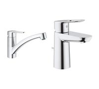 GROHE Mitigeur monocommande évier de cuisine StartEco, chromé, 31685000 (Import Allemagne) & Mitigeur Lavabo Bauloop 23335000 (Import Allemagne), Chromé, Ancienne version