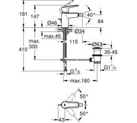 Grohe Mitigeur monocommande Start EHM Bidet Taille S Gris/Argenté
