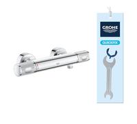 GROHE mitigeur robinet thermostatique douche Precision Feel, montage mural, indicateur de température, poignées moletées, filtres intégrés, rosaces incluses, chromé, 34790000 (Import Allemagne)