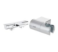 GROHE Mitigeur thermostatique Bain/Douche 1/2 Grohtherm 2000 34176001 & Rainshower Support Mural pour Pommeau de Douche, Orientable, Chromé, 27055000 (Import Allemagne)